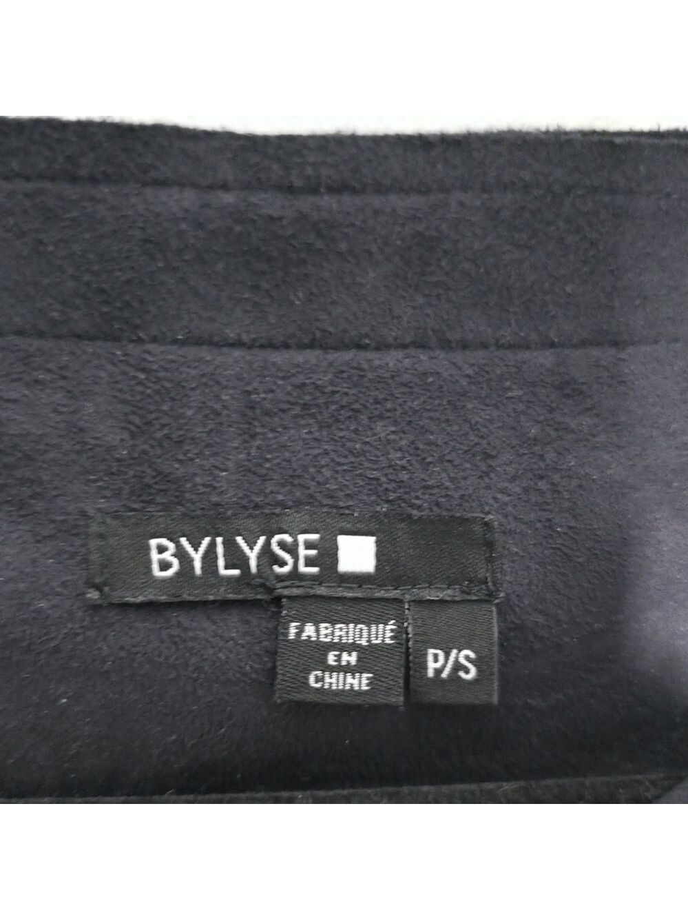 Bylyse Longline Faux Suede Jacket Navy Button Front Pockets Small - Picture 8 of 12